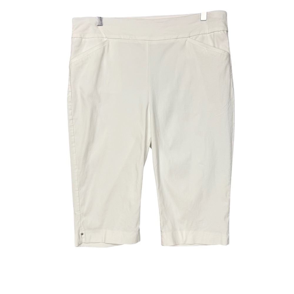 Chicos Pants Womens 2.5 14 White Josie Slim Panel Capri Bermuda‎ Perfect Stretch
